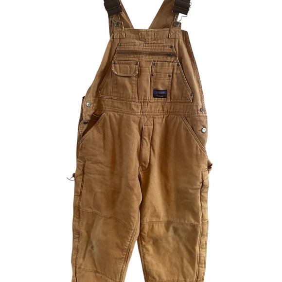 Walls Men’s Zero Zone Prof Insulated Brown Bib Overalls Sz Medium Short Zip Leg - Picture 1 of 15